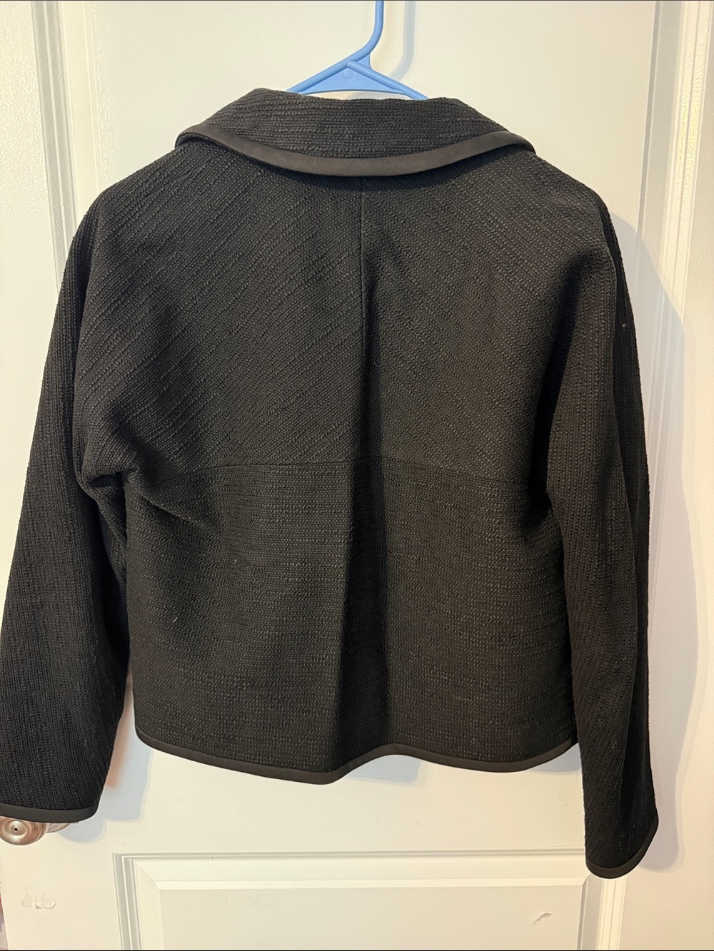 kate spade Black Cropped Textured Blazer with Contrast Trim - Picture 3 of 3